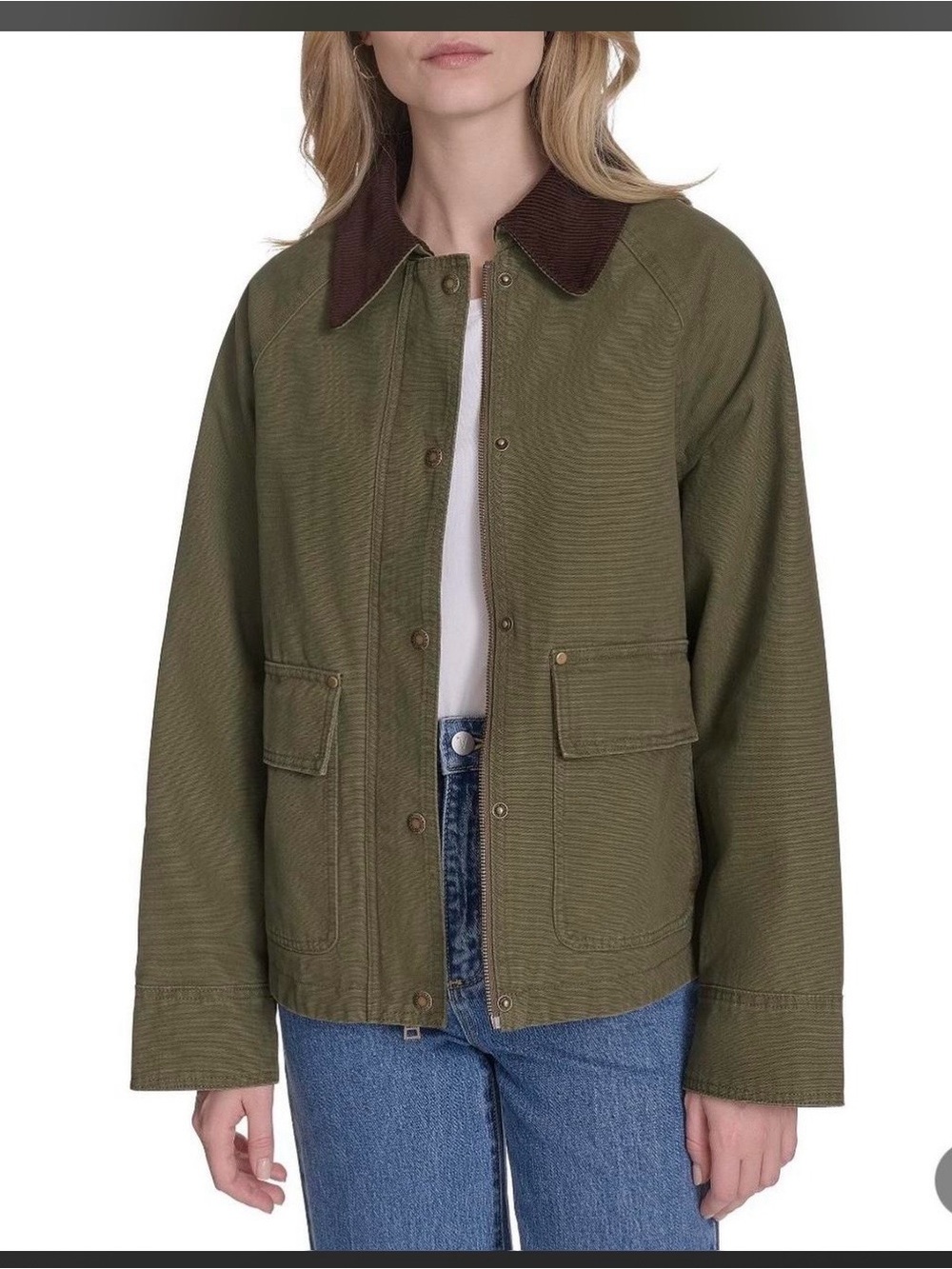 Levi's Olive Jacket with Brown Corduroy Collar